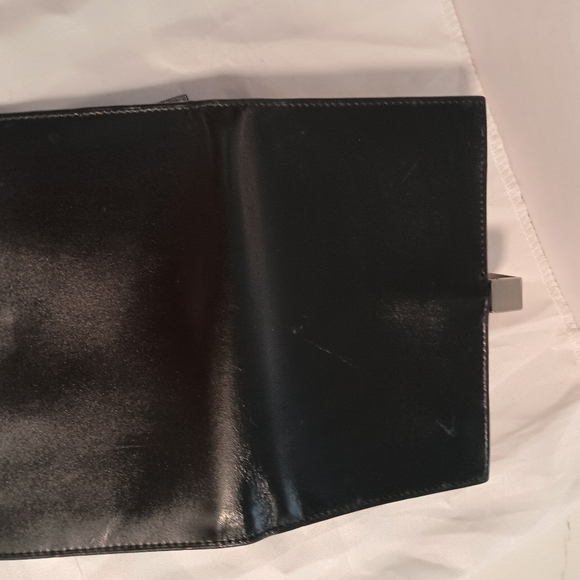 PRADA Double hook Bi fold Wallet Silver Hardware Unisex Leather Black - Picture 11 of 14